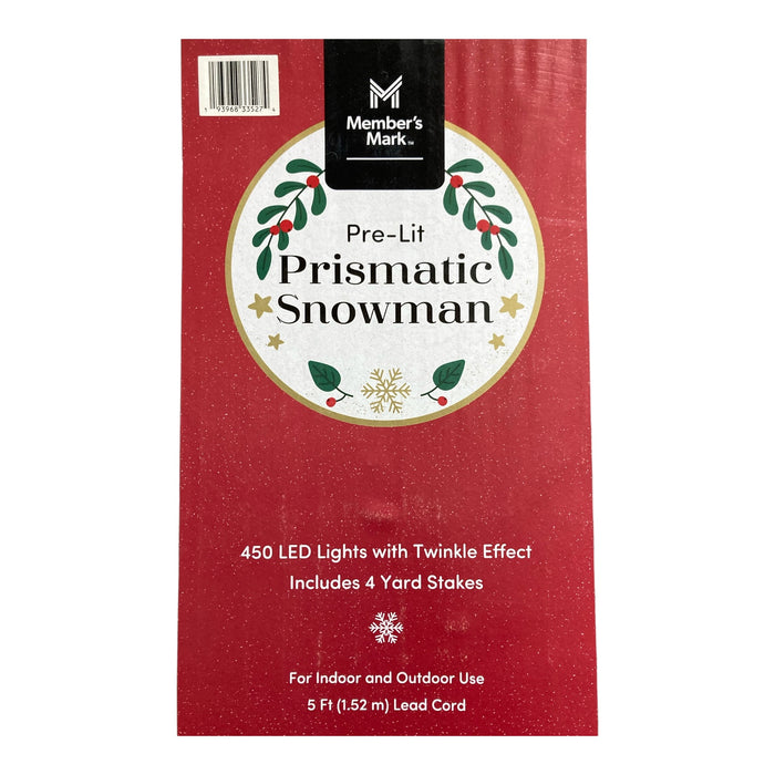 Member's Mark 450 LED Pre-Lit Prismatic Snowman, Iridescent Finish, 6ft