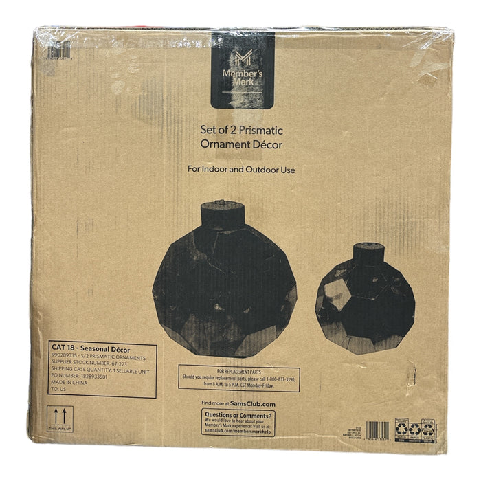 Member's Mark Indoor/Outdoor Pre-Lit Prismatic Ornament Decor, 16" & 23" Tall