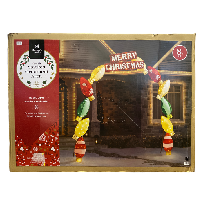 Member's Mark 8' 180 LED Pre-Lit Stacked Christmas Ornament Arch
