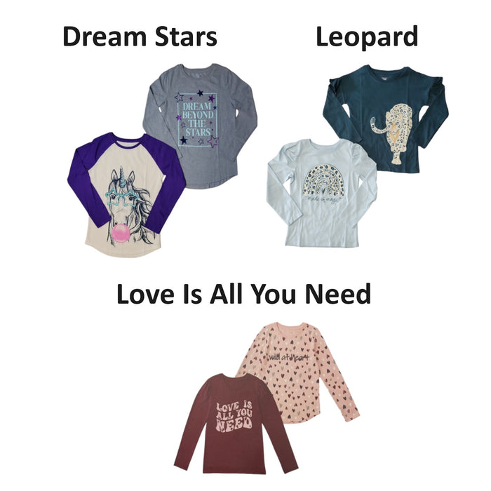 Member's Mark Girls 2 Pack Long Sleeve Crewneck Loose Fit Graphic Tee