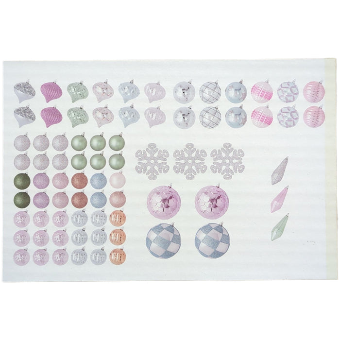 Member's Mark 76-ct. Shatterproof Ornament Collection, Pinks & Silver
