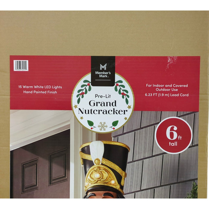 Member's Mark 15 LED Pre-Lit Hand Painted Grand Nutcracker, 6ft, Multicultural