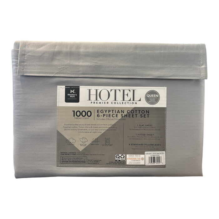 Member's Mark Hotel 1000 Thread Count Egyptian Cotton 6 Pc Sheet Set, Queen Size