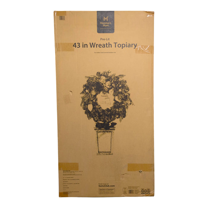 Member's Mark 43" Indoor/Covered Outdoor LED Pre-Lit Wreath Topiary