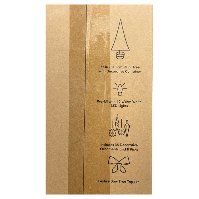 Member's Mark 40 Warm White Pre Lit Mini Tree & Decorating Kit, Blue & Metallics