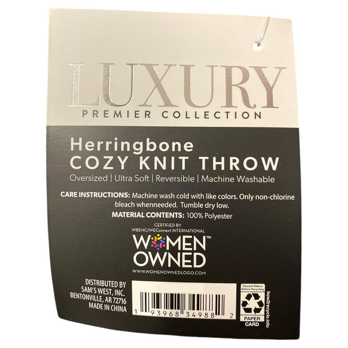 Member's Mark Luxury Premier Collection Herringbone Cozy Knit Throw