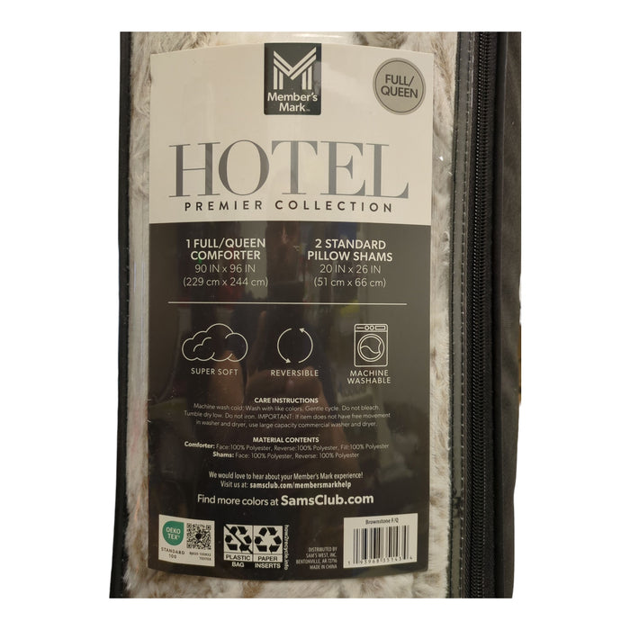 Member's Mark 3pc Hotel Premier Collection Faux Fur Comforter Set, Full/Queen