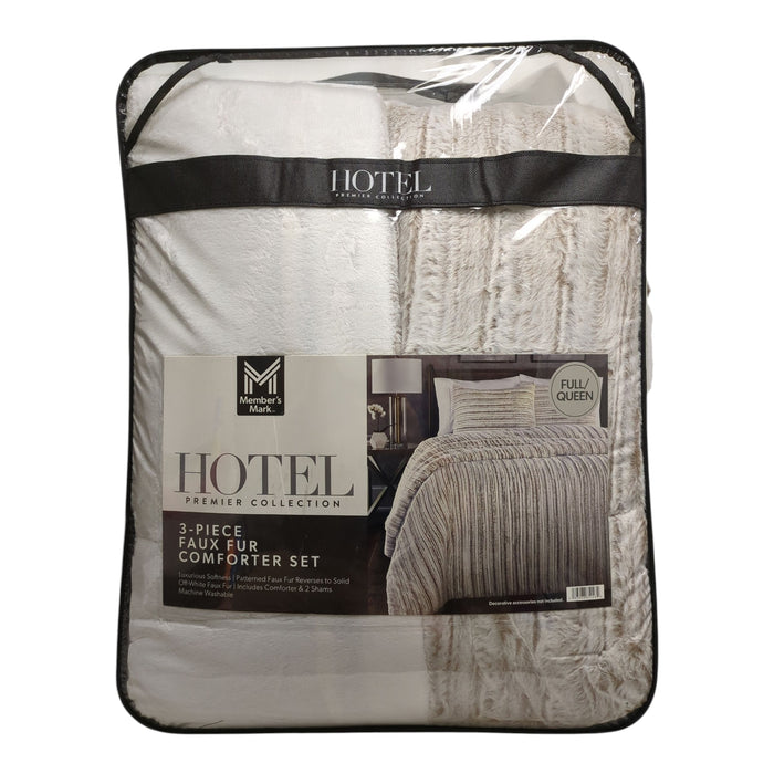 Member's Mark 3pc Hotel Premier Collection Faux Fur Comforter Set, Full/Queen