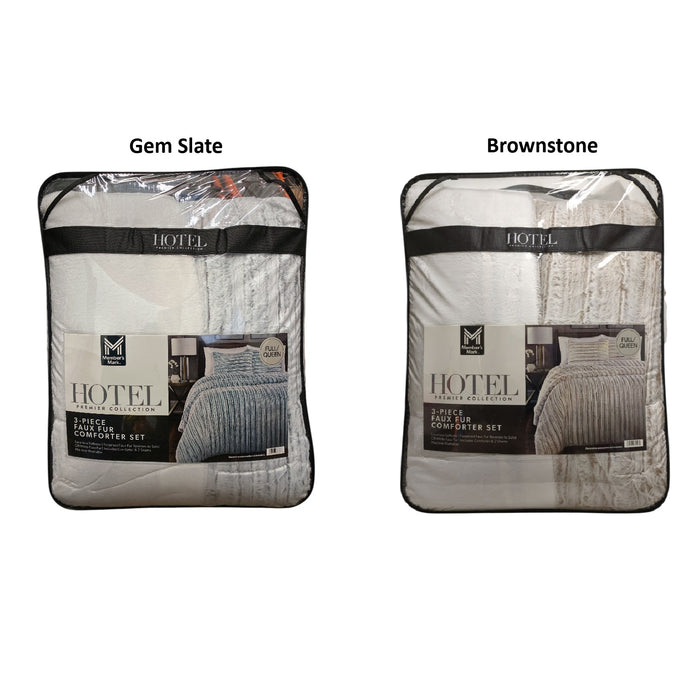 Member's Mark 3pc Hotel Premier Collection Faux Fur Comforter Set, Full/Queen