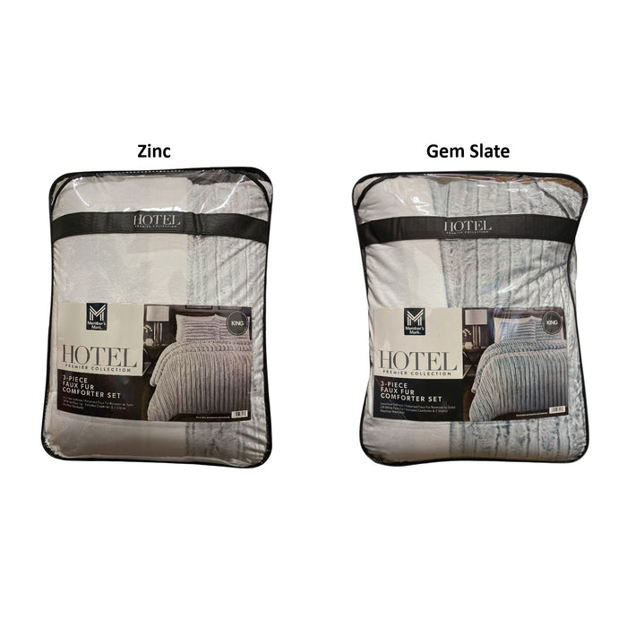 Member's Mark 3pc Hotel Premier Collection Faux Fur Comforter Set, King