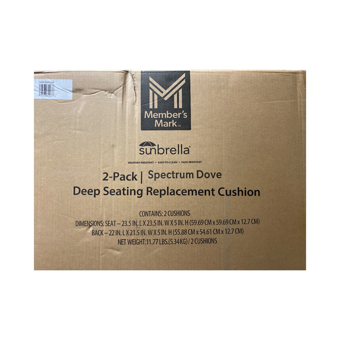 Member's Mark Sunbrella Deep Seating Cushion 2-Pack, Spectrum Dove
