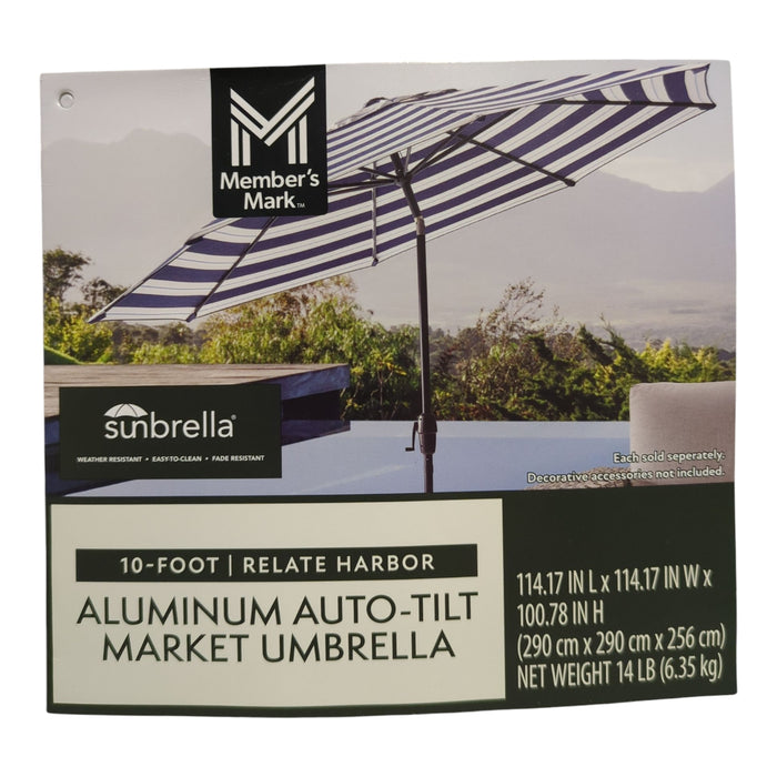 Member's Mark 10' Cabana Market Umbrella with Sunbrella Fabric