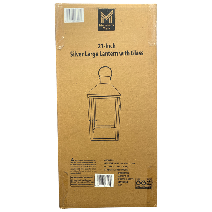 Member's Mark Stainless Steel Hanging Lantern with Glass, 21"