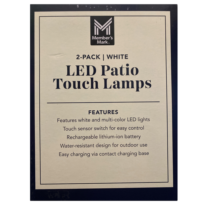 Member's Mark Rechargeable White LED Patio Touch Lamps, Set of 2