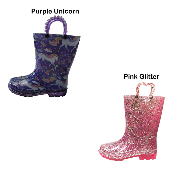 Member's Mark Girl's Waterproof Light Up Easy Pull-On Rain Boots