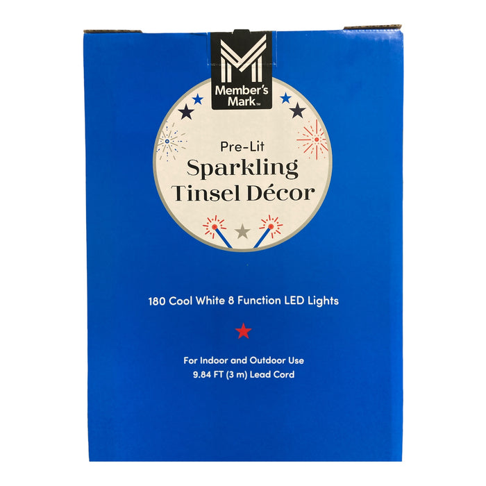 Member's Mark LED Pre-Lit Sparkling Red White & Blue Tinsel Decor, Set of 2