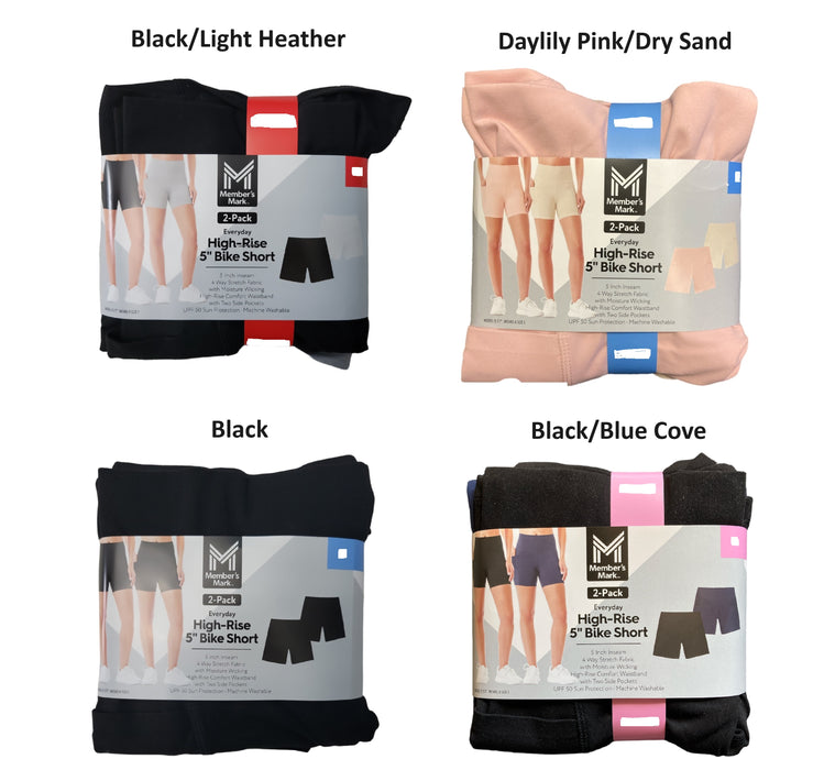 Member's Mark Ladies UPF 50 Sun Protection 5" Bike Shorts- 2 Pack