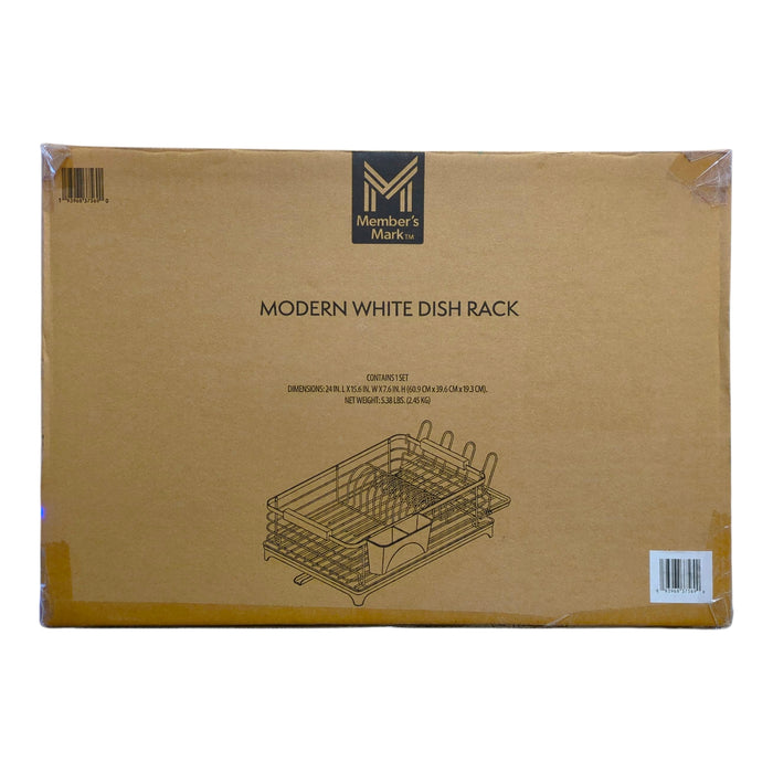 Member's Mark Modern Dish Rack With Utensil Caddy And Glassware Holder, White