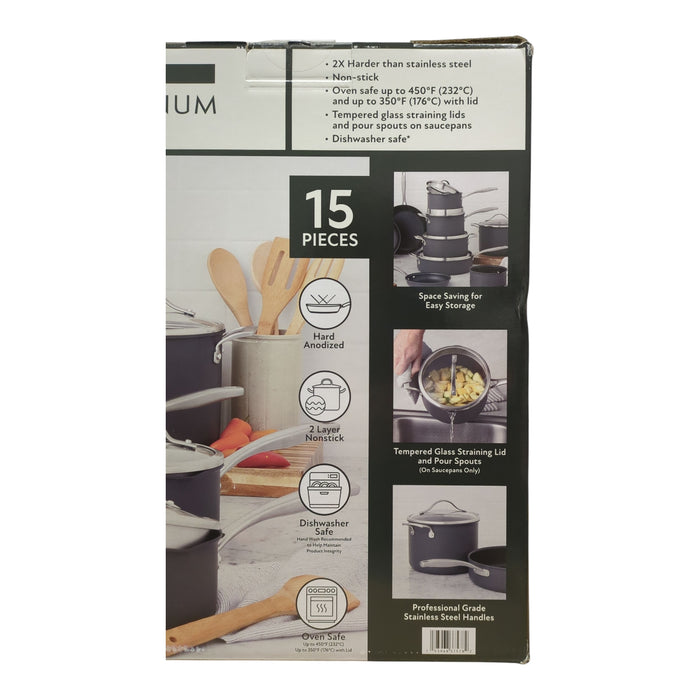 Member's Mark Hard Anodized Aluminum Cookware Set, 15 Piece