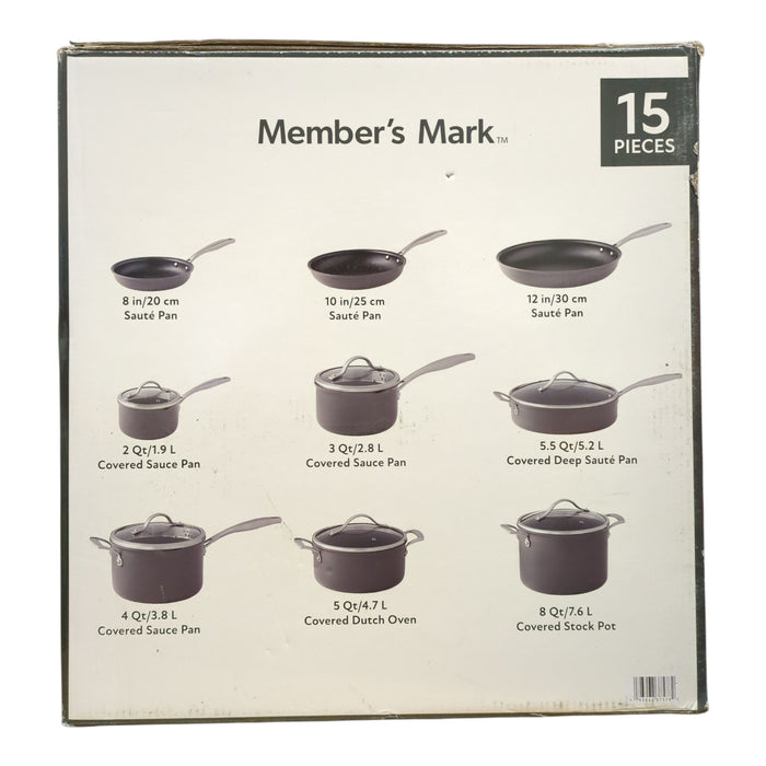 Member's Mark Hard Anodized Aluminum Cookware Set, 15 Piece