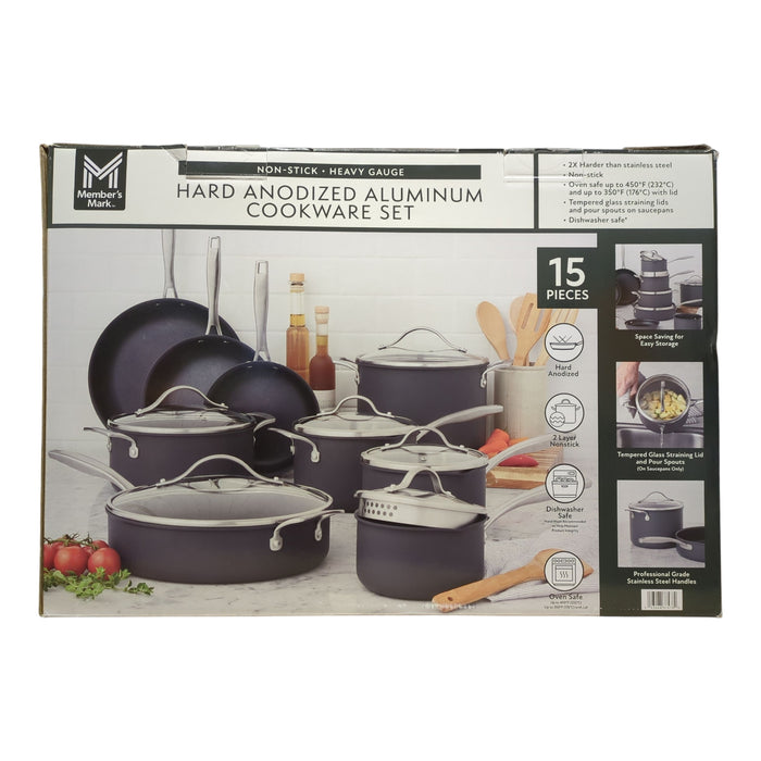 Member's Mark Hard Anodized Aluminum Cookware Set, 15 Piece