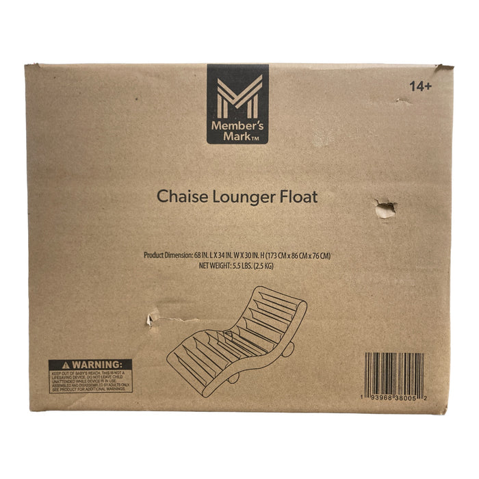 Member’s Mark Calm Clear Chaise Lounger Pool Float, 68"x34"x30"