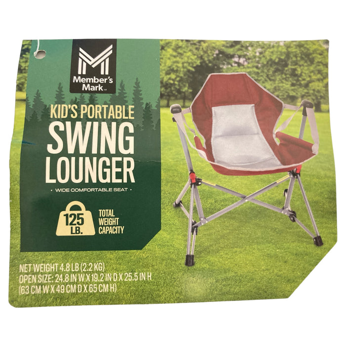 Member's Mark Kid's Portable Swing Chair Lounger, 125lbs Capacity, Red