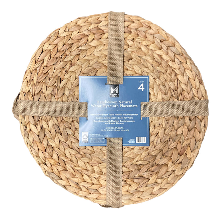 Member's Mark Natural Water Hyacinth Handwoven Arrow Weave Placemats, 4pk