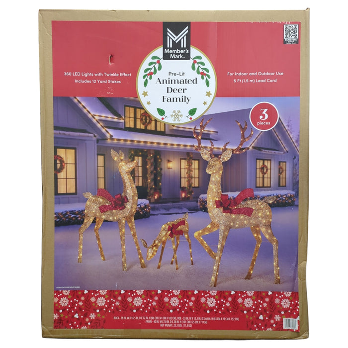 Member's Mark 3-Piece 360 LED Pre-Lit Animated Deer Family
