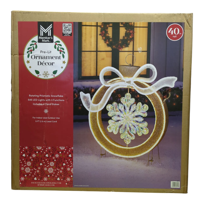 Member's Mark Pre-Lit 40" Indoor/Outdoor Ornament Decor, Gold/White