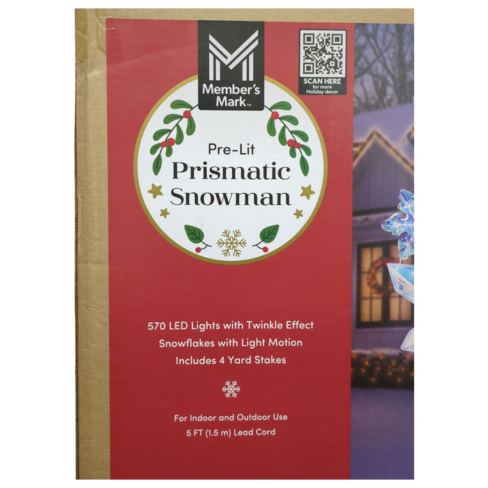 Member's Mark 570 LED Pre-Lit Prismatic Snowman, Iridescent Finish, 6ft