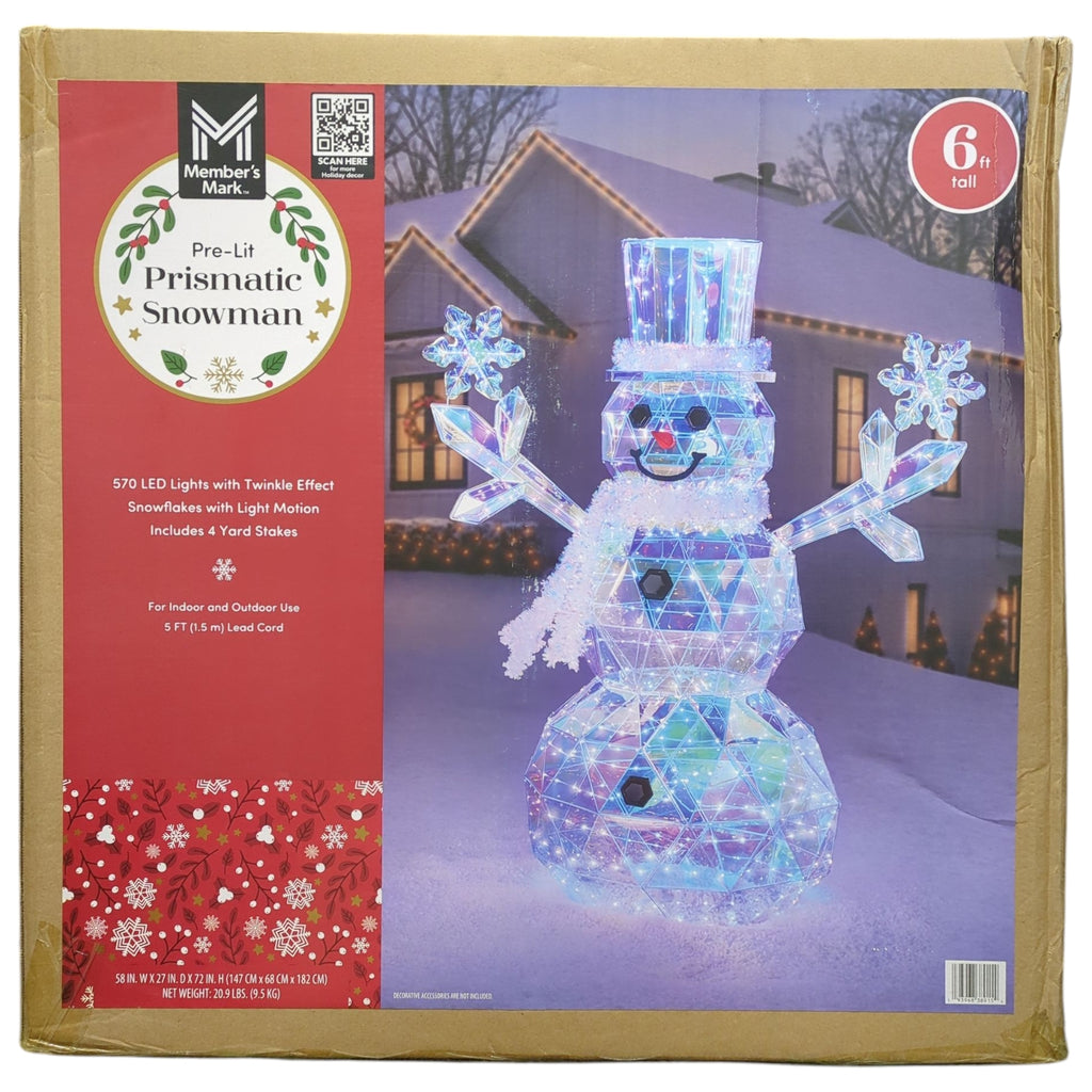 Member's Mark 570 LED Pre-Lit Prismatic Snowman, Iridescent Finish