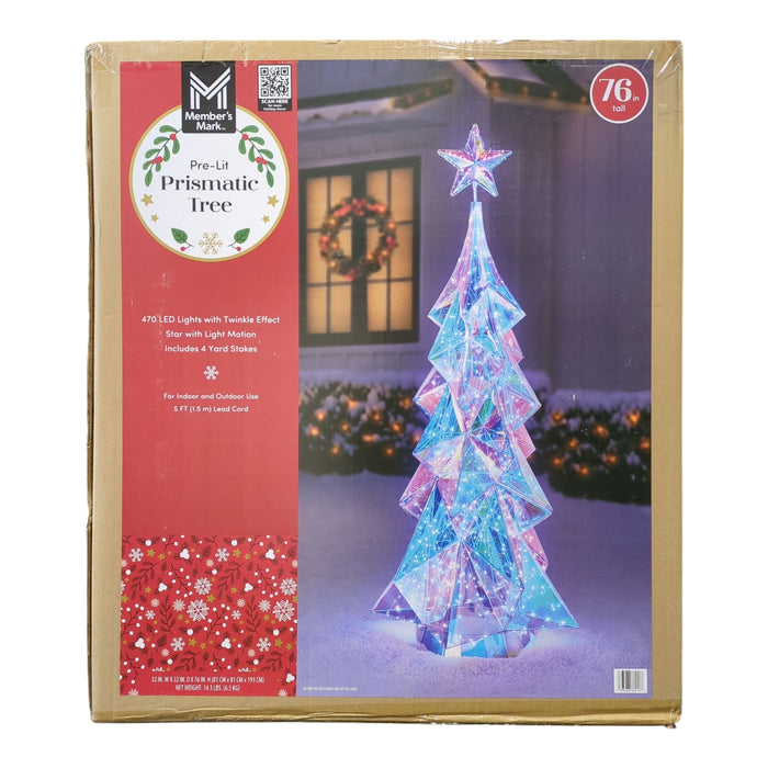 Member's Mark 6ft Cool White LED Pre-Lit Prismatic Tree, Iridescent Finish
