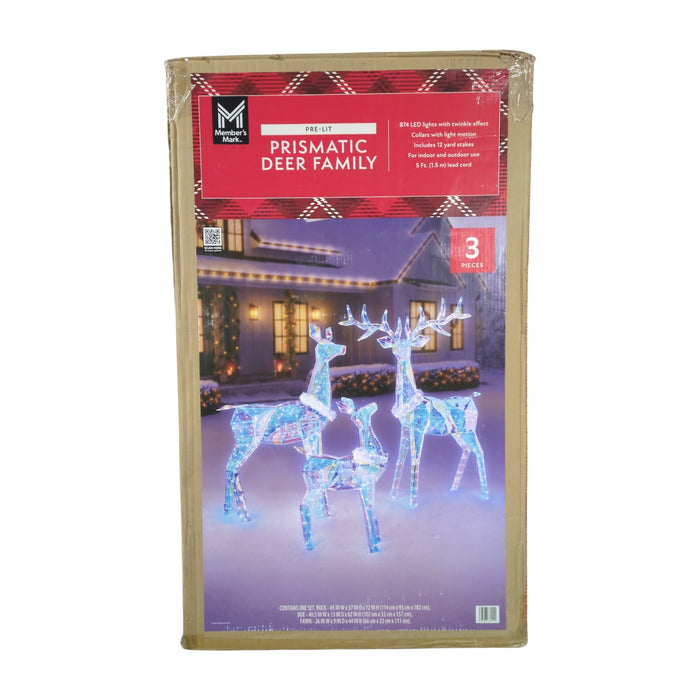 Member's Mark 874 LED Pre-Lit Prismatic Deer Family, Iridescent Finish, 3 Piece