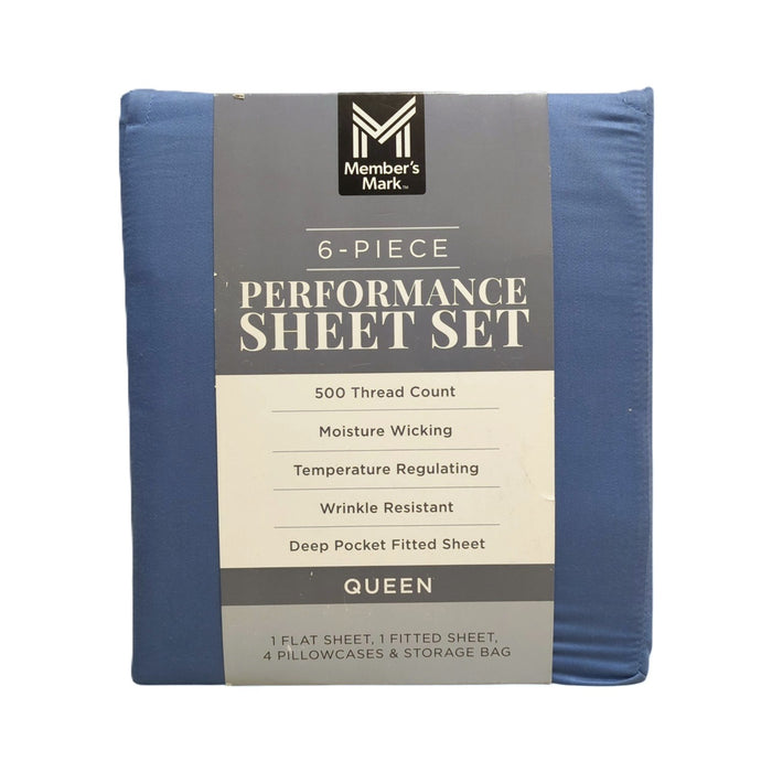 Member's Mark 500 Thread-Count Performance Sheet Set, 6 Piece, Queen