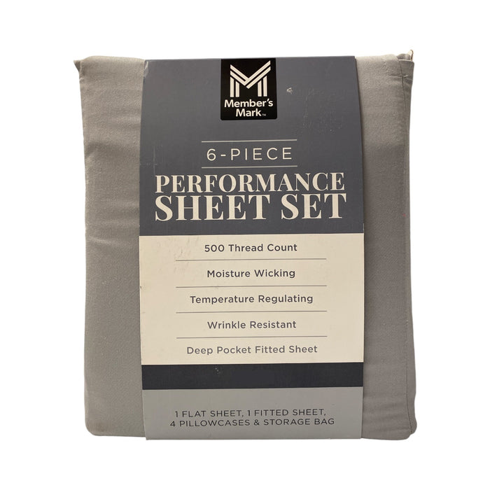 Member's Mark 500TC Performance Solid Sheet Set, 6pc (Soft Silver, Twin/Twin XL)