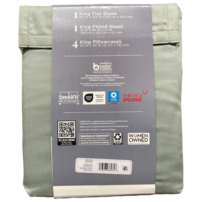 Member's Mark 500 Thread-Count Performance Solid Sheet Set, King, 6 Piece