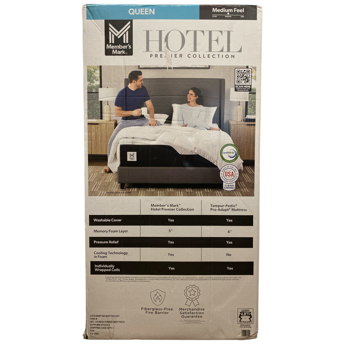 Member's Mark Hotel Premier 14" Hybrid Mattress, Medium, Queen