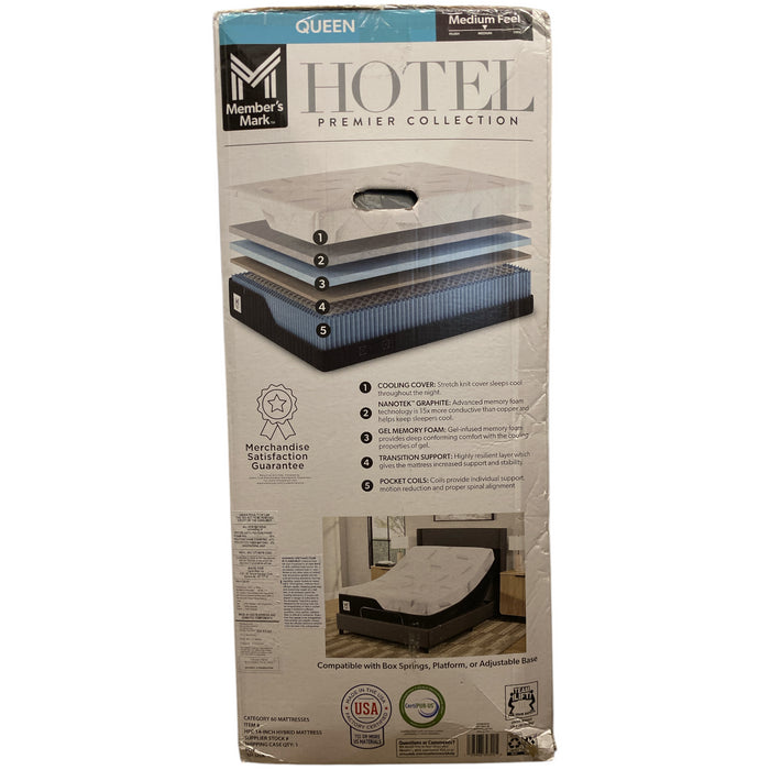 Member's Mark Hotel Premier 14" Hybrid Mattress, Medium, Queen