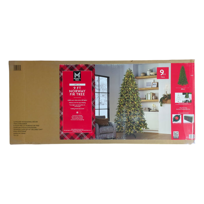 Member's Mark Norway Fir Warm White Micro-LED Pre-Lit Christmas Tree, 9ft
