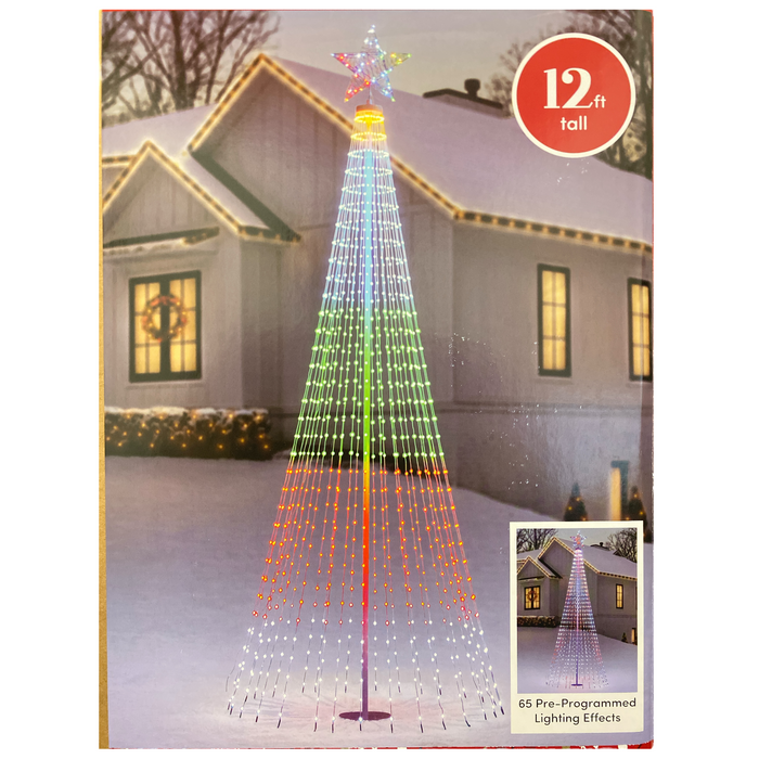 Member's Mark 12ft Multicolor Lightshow Tree, 65 Pre-Programmed Light Effects
