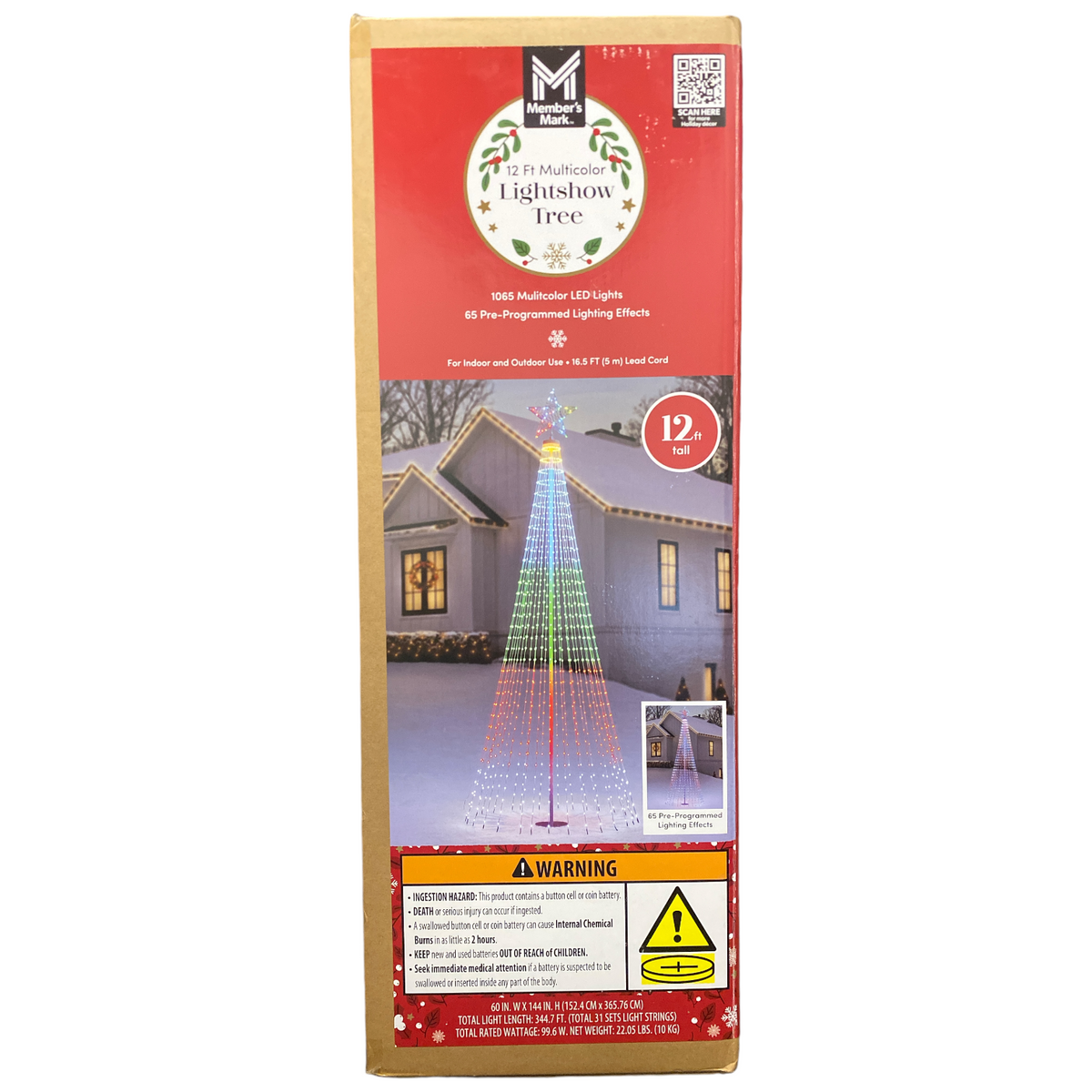 Member's Mark 12-Foot Multicolor Lightshow Tree, 65 Pre-Programmed Lig ...