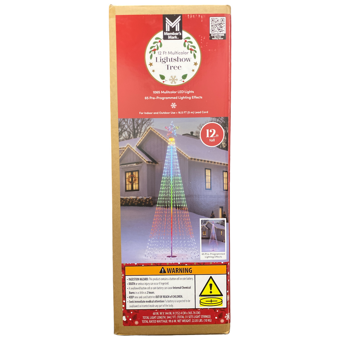 Member's Mark 12ft Multicolor Lightshow Tree, 65 Pre-Programmed Light Effects