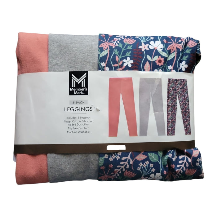 Member's Mark Girls 3-Pack Elastic Waistband Soft Cotton Leggings