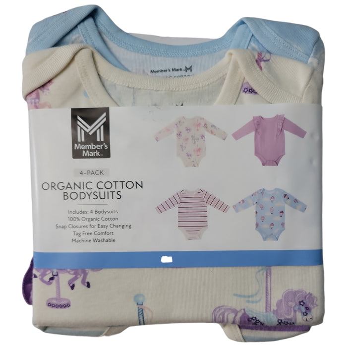 Member's Mark Baby 4-Pack Long Sleeve Organic Cotton Bodysuit