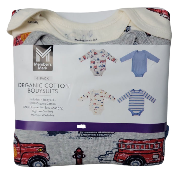 Member's Mark Baby 4-Pack Long Sleeve Organic Cotton Bodysuit