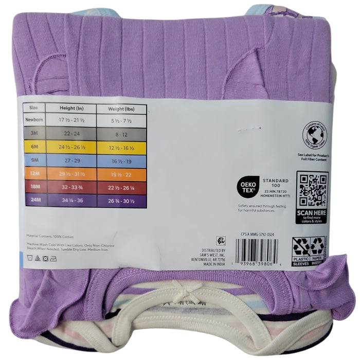 Member's Mark Baby 4-Pack Long Sleeve Organic Cotton Bodysuit