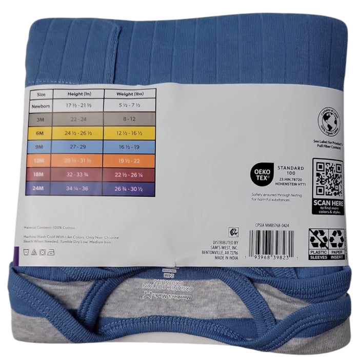 Member's Mark Baby 4-Pack Long Sleeve Organic Cotton Bodysuit