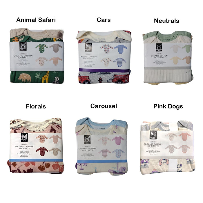 Member's Mark Baby 4-Pack Long Sleeve Organic Cotton Bodysuit