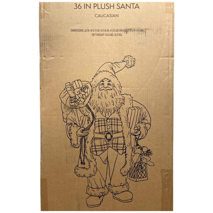 Member's Mark 36" Plush Fabric Santa with Gift Bag & Lantern, Caucasian